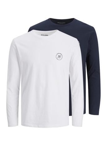 Jack & Jones T-shirt JJJAXON TEE  LS CREW NECK  2PK MP 12221265 WHITE/WHITE+NAVY