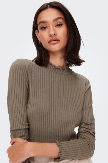 Jacqueline de Yong JDYFRANSISKA LIFE L/S HI-NCK TOP JR NOOS 15228065 WALNUT