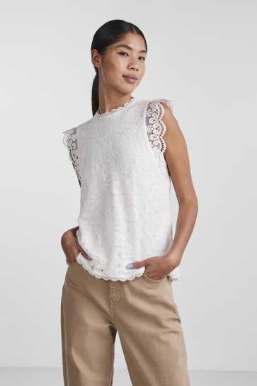 Pieces Top PCOLLINE SL LACE TOP NOOS BC 17120454 CLOUD DANCER