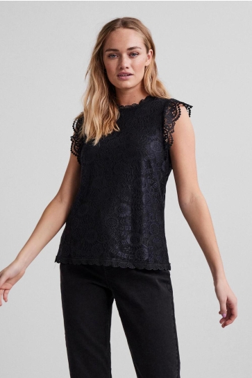 Pieces Top PCOLLINE SL LACE TOP NOOS BC 17120454 Black