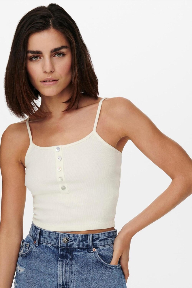 ONLNESSA S/L SHORT BUTTON TOP JRS N 15231169 Cloud Dancer