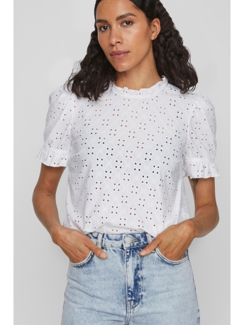 Vila T-shirt VIKAWA S/S FLOUNCE  TOP/SU - NOOS 14070251 Optical Snow