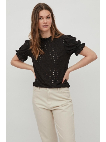 Vila T-shirt VIKAWA S/S FLOUNCE  TOP/SU - NOOS 14070251 Black