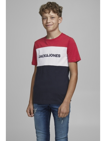 Jack & Jones Junior T-shirt JJELOGO BLOCKING TEE SS NOOS JNR 12174282 Tango Red