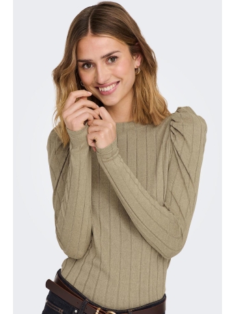 Jacqueline de Yong T-shirt JDYTONSY  LINA L/S PUFF SLEEVE TOP 15279138 WARM SAND/RIB