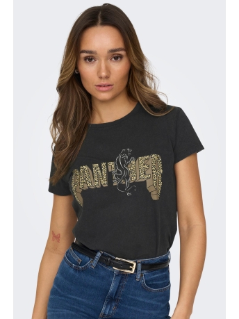 Jacqueline de Yong T-shirt JDYFAROCK S/S PRINT TOP JRS 15201027 BLACK/ PANTHER