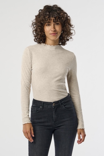 Only T-shirt ONLEMMA L/S HIGH NECK TOP NOOS JRS 15180040 PUMICE STONE/MALANGE