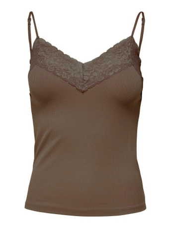 Only Top ONLTILDE RIB LACE SINGLET JRS 15203792 CHOCOLATE MARTINI