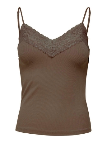 Only Top ONLTILDE RIB LACE SINGLET JRS 15203792 CHOCOLATE MARTINI