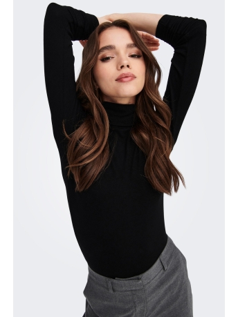 Only T-shirt ONLSILLE ROLL NECK TOP JRS NOOS 15256046 BLACK