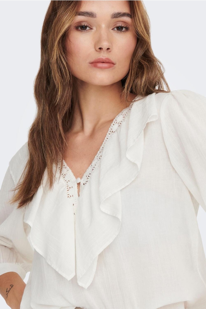 JDYELISA FRILL TOP WVN 15289321 CLOUD DANCER