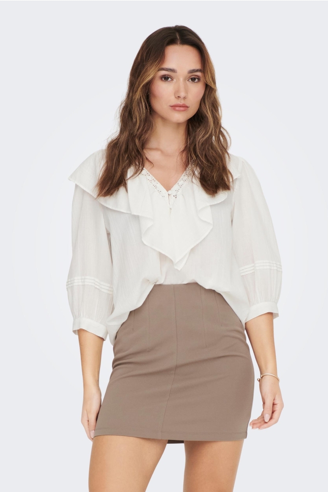 JDYELISA FRILL TOP WVN 15289321 CLOUD DANCER