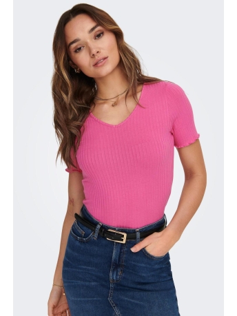 Jacqueline de Yong T-shirt JDYFRANSISKA S/S SOLID TOP JRS NOOS 15238718 SHOCKING PINK