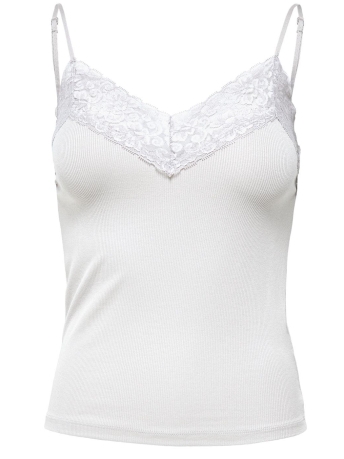 Only Top ONLTILDE RIB LACE SINGLET JRS 15203792 WHITE