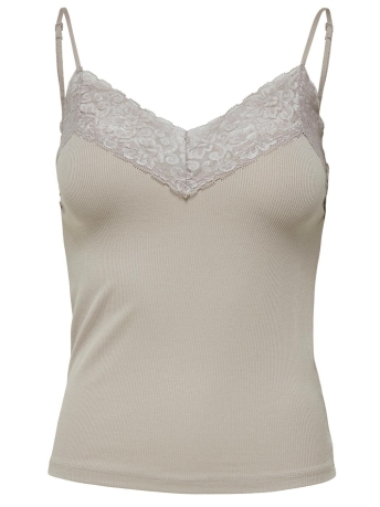 Only Top ONLTILDE RIB LACE SINGLET JRS 15203792 SILVER LINING