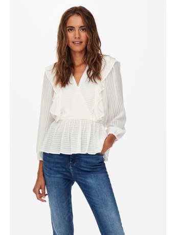 Only Blouse ONLLONDON 3/4 RUFFLE TOP NOOS WVN 15239286 Cloud Dancer