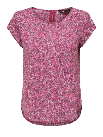 Only T-shirt ONLVIC S/S AOP TOP NOOS PTM 15161116 VERRY BERRY/FLORAL BOH