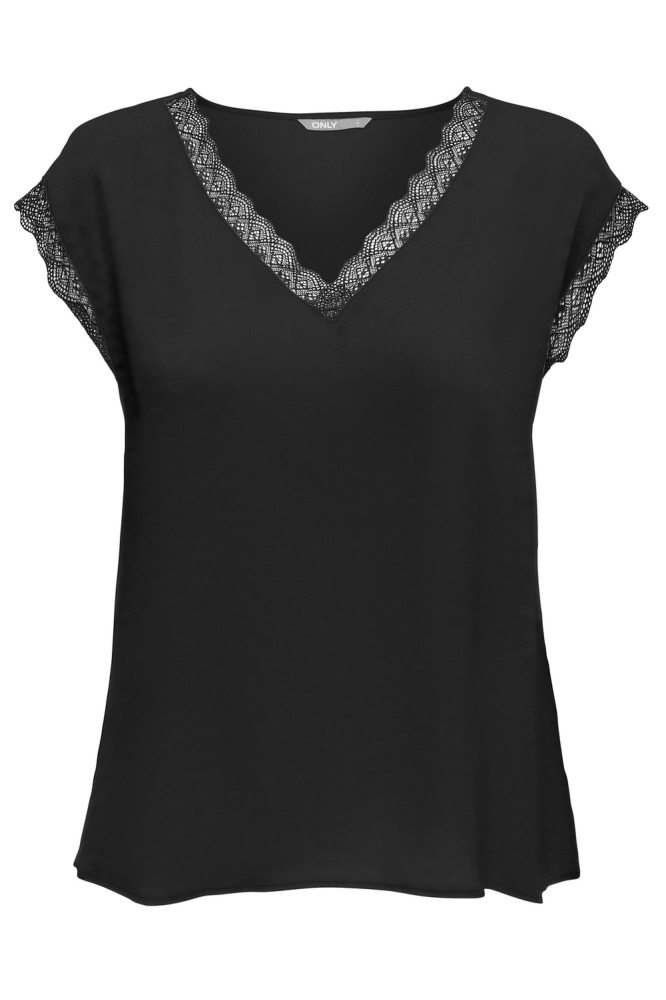 ONLJASMINA S/S V-NECK LACE TOP NOOS 15252241 BLACK