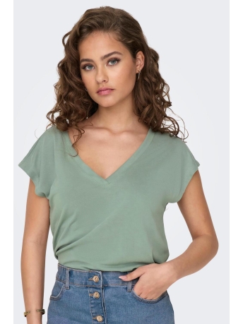 Only Top ONLFREE S/S MODAL V-NEC TOP BOX JRS 15287041 Lily Pad