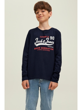 Jack & Jones Junior T-shirt JJELOGO TEE LS O-NECK 2COL AW22 NOO 12213080 Navy Blazer