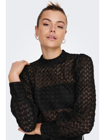 Jacqueline de Yong T-shirt JDYAVERY L/S LACE TOP JRS 15268408 BLACK