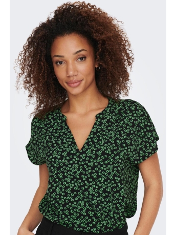 Jacqueline de Yong T-shirt JDYLION S/S TOP WVN NOOS 15249287 Black/GREEN FLOW