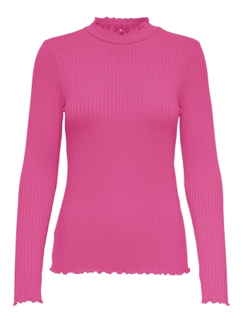 Jacqueline de Yong T-shirt JDYFRANSISKA L/S HIGHNECK TOP JRS N 15228065 SHOCKING PINK