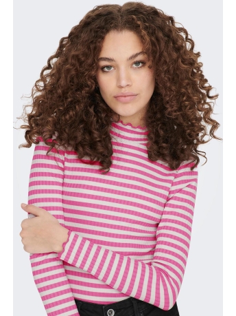 Jacqueline de Yong T-shirt JDYFRANSISKA L/S STRIPE TOP JRS NOO 15266442 Shocking Pink/CD STRIPE
