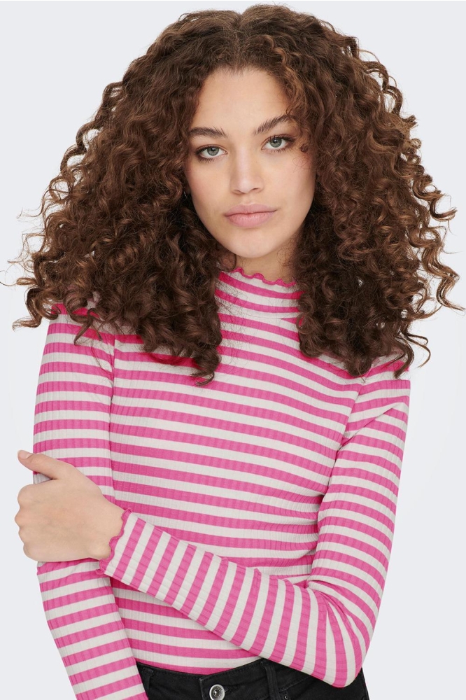 JDYFRANSISKA L/S STRIPE TOP JRS NOO 15266442 Shocking Pink/CD STRIPE