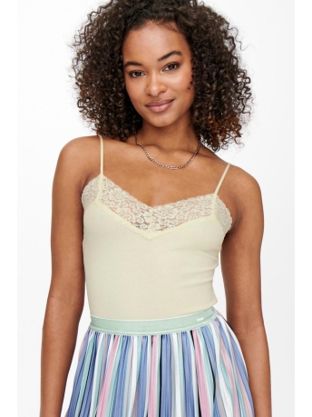 Only Top ONLTILDE RIB LACE SINGLET JRS 15203792 Ecru