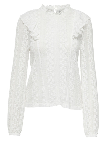 Only T-shirt ONLAYA L/S FRILL LACE TOP JRS 15284999 Cloud Dancer