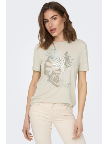 Only T-shirt ONLFREE S/S MODAL PRINT TOP BOX JRS 15286665 Pumice Stone/Palm