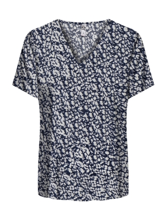 Jacqueline de Yong T-shirt JDYSTARR LIFE S/S V-NECK TOP WVN 15198141 Sky Captain/DAISY FLOW