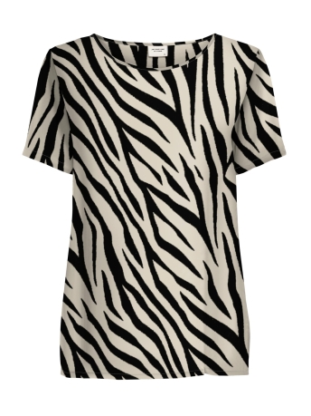 Jacqueline de Yong T-shirt JDYCAMILLE S/S O-NECK TOP WVN 15301575 SHANDSHELL/BLACK ZEBR