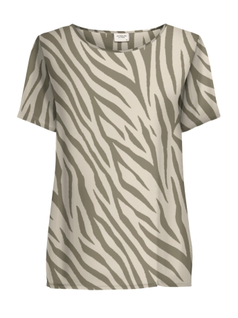 Jacqueline de Yong T-shirt JDYCAMILLE S/S O-NECK TOP WVN 15301575 SANDSHELL/VETIVER ZE