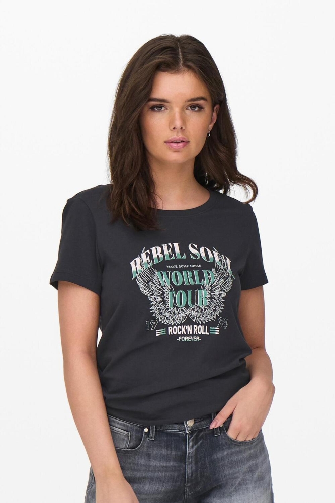 ONLFRAN O-NECK S/S TOP CS JRS 15307383 PHANTOM/REBEL SOUL