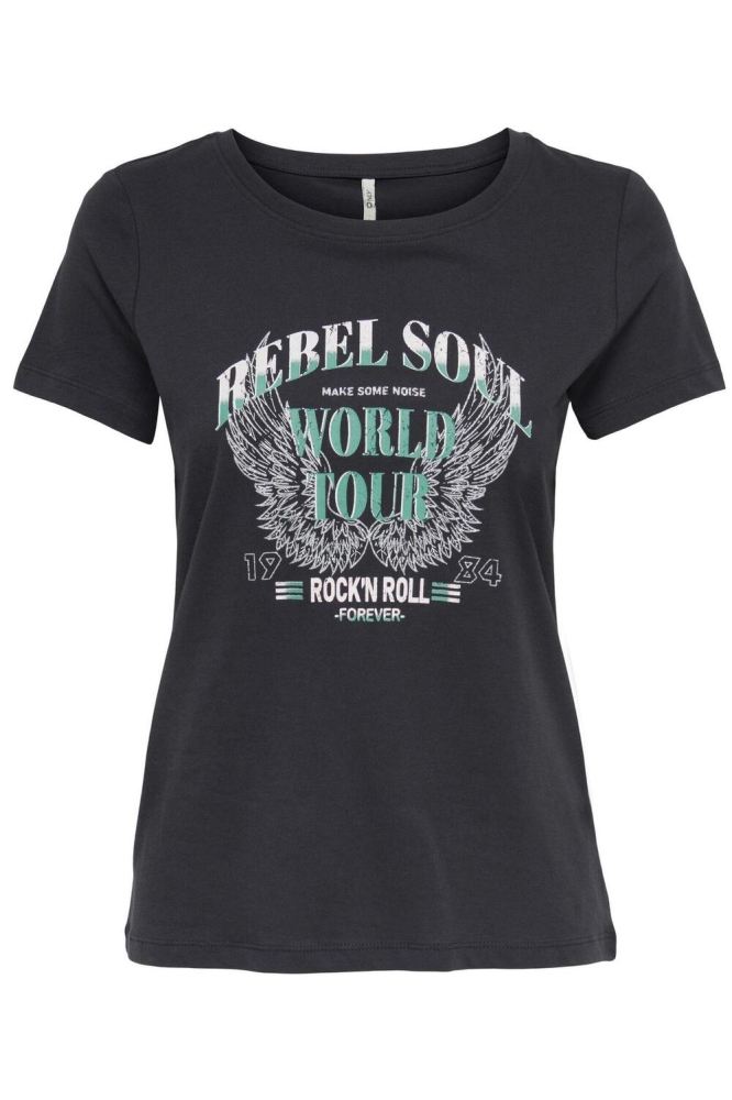 ONLFRAN O-NECK S/S TOP CS JRS 15307383 PHANTOM/REBEL SOUL