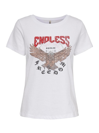 Only T-shirt ONLFRAN O-NECK S/S TOP CS JRS 15307383 WHITE/ENDLESS