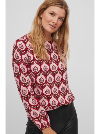 Vila Blouse VILISE L/S O-NECK TOP/KA 14083189 Flame Scarlet/PINK GRAPHIC