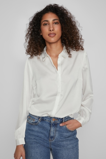 Vila Blouse VIELLETTE SATIN L/S SHIRT/SU - NOOS 14063320 Snow White