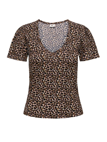 Jacqueline de Yong T-shirt JDYKAMILLA S/S V-NECK TOP JRS 15295607 TOASTED COCONUT