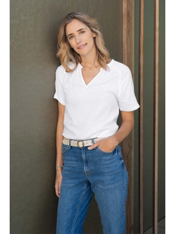 Zusss T-shirt TOP MET STRUCTUUR 0304 038 0513 OFF WHITE