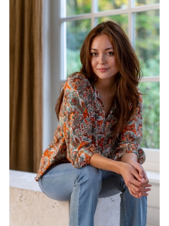 Geisha Blouse TOP FLORAL PRINT 33249 20 Orange combi