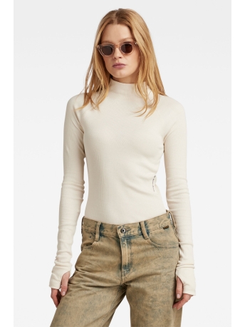 G-Star RAW T-shirt SLIM RIB MOCK LS WMN D23339 D289 Eggnog
