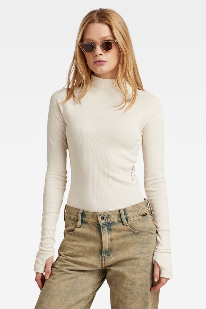 SLIM RIB MOCK LS WMN D23339 D289 Eggnog