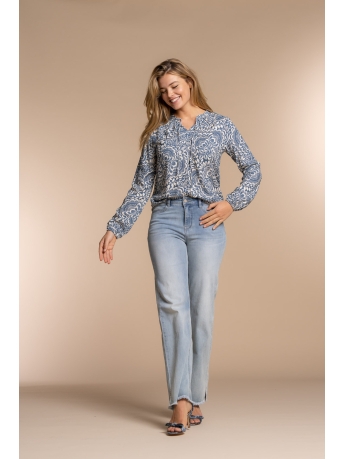 Geisha Blouse TOP FLORAL PRINT 33265 20 Raf blue/Off-white combi