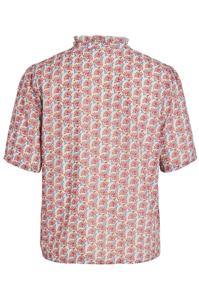VIADELINE FOA V-NECK S/S TOP/SU/LC 14085403 BIRCH