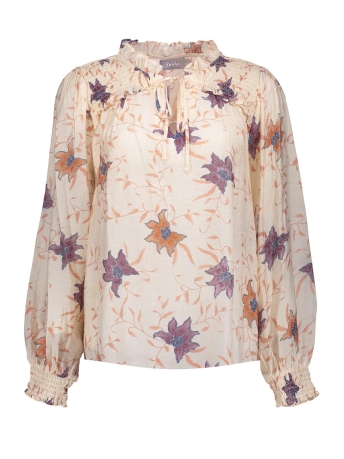 Geisha Blouse TOP UITVERGROTE FLOWERPRINT 33134 26 Ecru/Brown