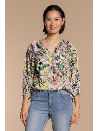 Geisha Blouse TOP FLORAL PRINT 33271 20 Off-white/Sea Green combi