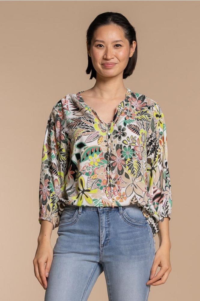 TOP FLORAL PRINT 33271 20 Off-white/Sea Green combi